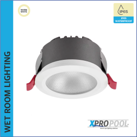 Wasserdichter Einbaustrahler für Feuchträume - Warmweiß, IP65, 65xH50mm, 7w Wasserdichter Einbaustrahler für Feuchträume - Warmweiß, IP65, 65xH50mm, 7w