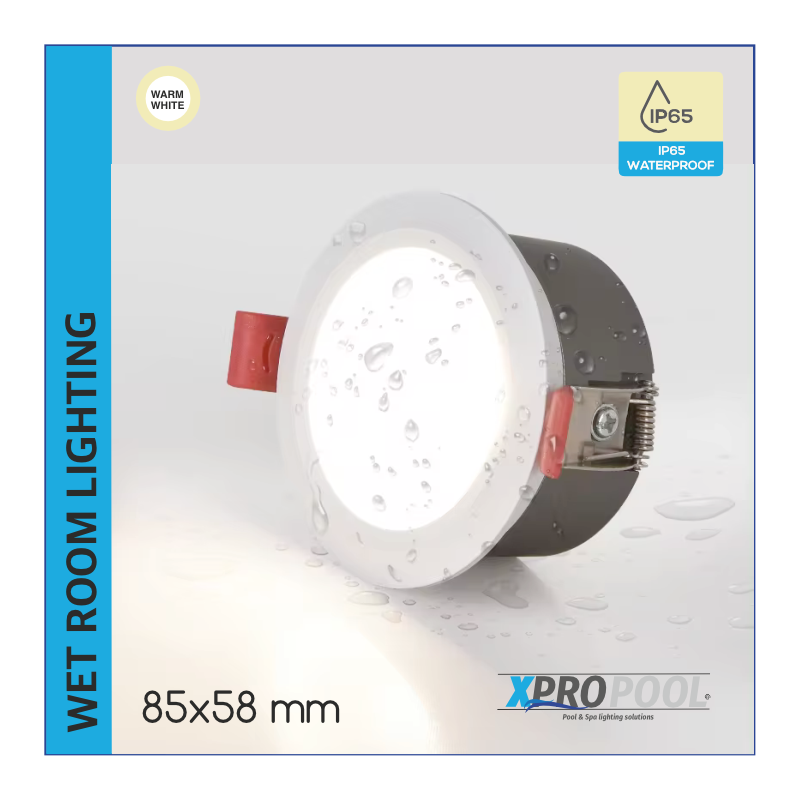 Wasserdichter Einbaustrahler für Feuchträume - Warmweiß, IP65, 85xH58mm ,12w