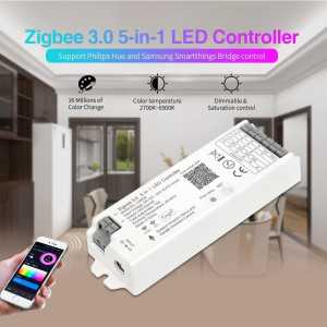Contrôleur de bande LED Zigbee 3.0 Dc12-24v Rgb Cct Rgbw 5in1 Dimmable Compatible avec Smart Life