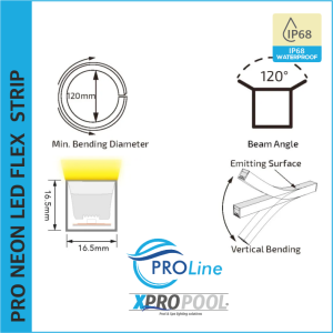 PROLINE | NEON FLEX LED STRIP siliconen IP68 voor zwembad 16.5X16.5 MM op maat gemaakt