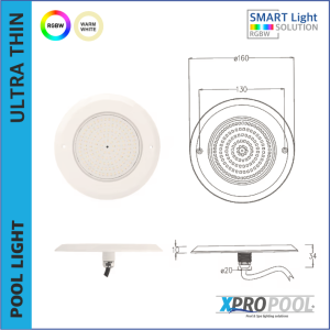 Lampe de piscine ultra-mince 10w | 160x10 MM | Blanc chaud / RGB+W