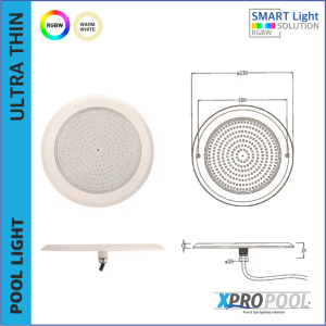 Ultrathin pool light 18w | 230x10 MM | Warm White / RGB+W