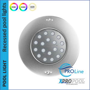 PROLINE | 270 MM | RVS 316L Inbouwzwembadlamp | Warm wit - RGB - RGB+W