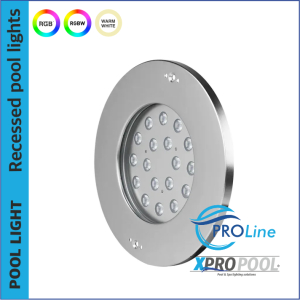 PROLINE | 270 MM | inox 316L Lumière encastrée pour piscine | Blanc chaud - RGB - RGB+W