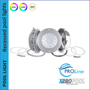 PROLINE | 270 MM | Acero inoxidable 316L Foco empotrable piscina | Blanco cálido - RGB - RGB+W