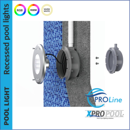 PROLINE | 270 MM | RVS 316L Inbouwzwembadlamp | Warm wit - RGB - RGB+W PROLINE | 270 MM | RVS 316L Inbouwzwembadlamp | Warm wit - RGB - RGB+W