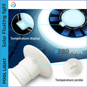 Solar floating Rgb pool light with thermostat and remote control