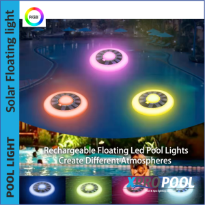 Solar floating Rgb pool light with thermostat and remote control