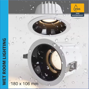 Professioneller IP65 Einbaustrahler für große Feuchträume - Warmweiß, 180xH104mm, 30W