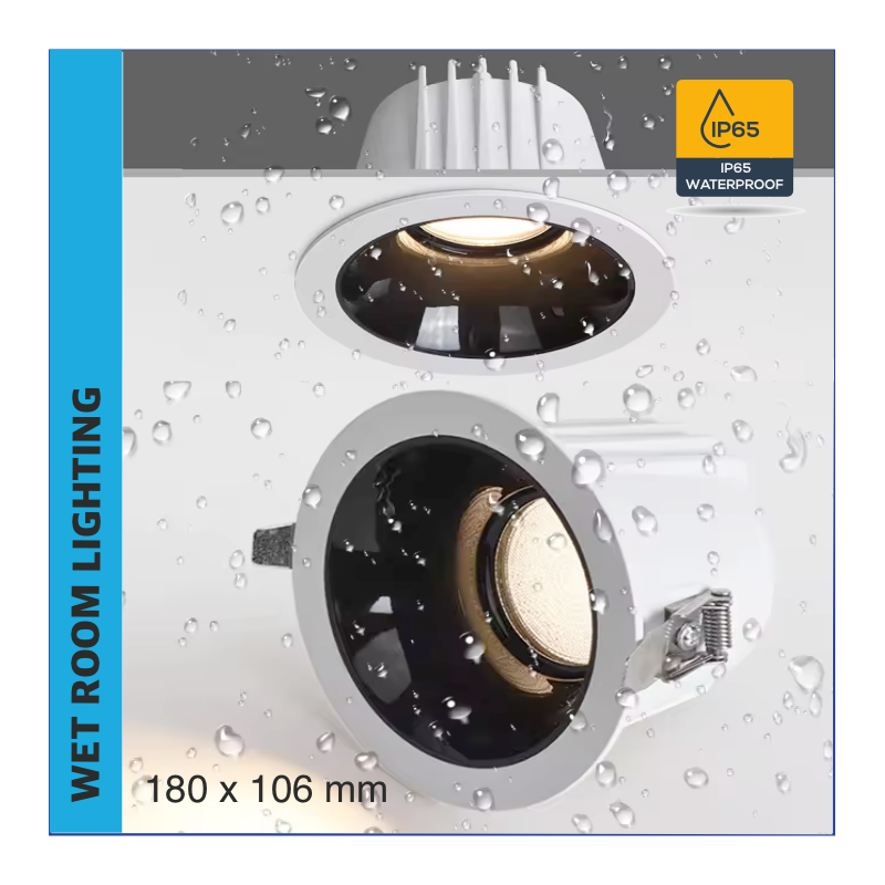 Spot encastré professionnel ip65 pour grands locaux humides - Blanc chaud, 180xH104mm, 30w.