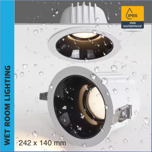 Professioneller IP65 Einbaustrahler für große Feuchträume - Warmweiß, 180xH104mm, 50W