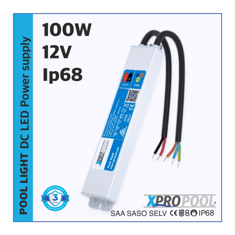XPRO POOL | Alimentation LED étanche Super Slim IP68 12v 100w