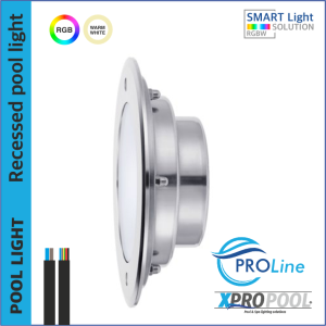 PROLINE | 190mm Edelstahl 316L Pool-Einbauleuchte | Warmweiß - RGB