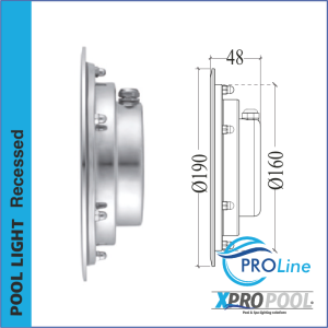 PROLINE | 190mm RVS 316L Inbouwzwembadlamp | Warm wit - RGB
