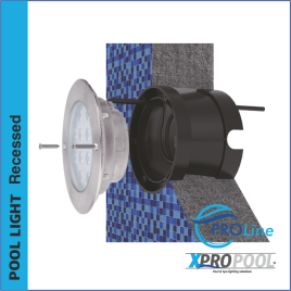 PROLINE | 180 mm acero inoxidable 316L Foco empotrable piscina | Pared/Piso | Blanco cálido - RGB | 12W