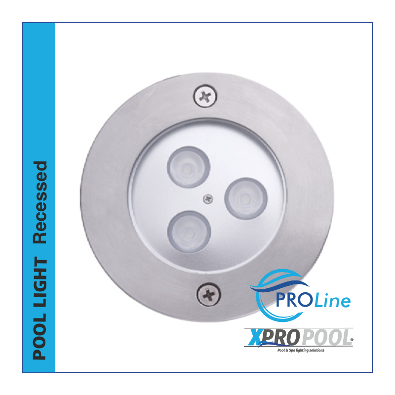 PROLINE | 100 mm acero inoxidable 316L Foco empotrable piscina | Pared/Piso | Blanco cálido - RGB | 3W PROLINE | 100 mm acero inoxidable 316L Foco empotrable piscina | Pared/Piso | Blanco cálido - RGB | 3W
