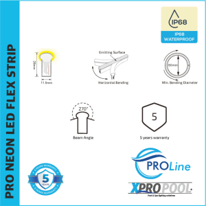PROLINE | NEON FLEX LED STRIP siliconen IP68 voor zwembad 28X11.5 MM op maat gemaakt