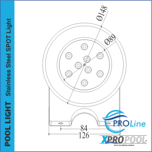 PRO LINE | Spot sous-marin en inox | 148 mm | 9w -18w - 25w