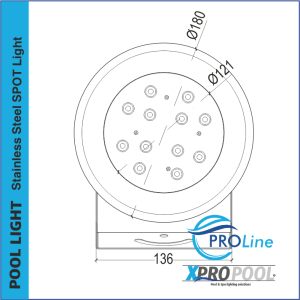 PRO LINE | Stainless Underwater Spot | 180 mm | 12w -18w - 25w