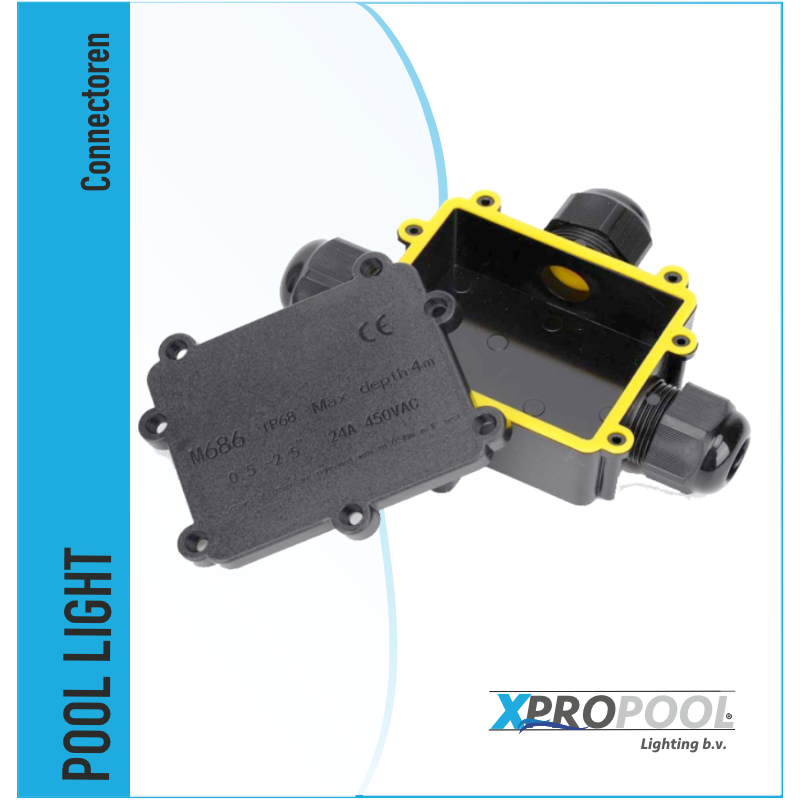 XPRO POOL | Welding box 3-gang IP68 waterproof cable connector black