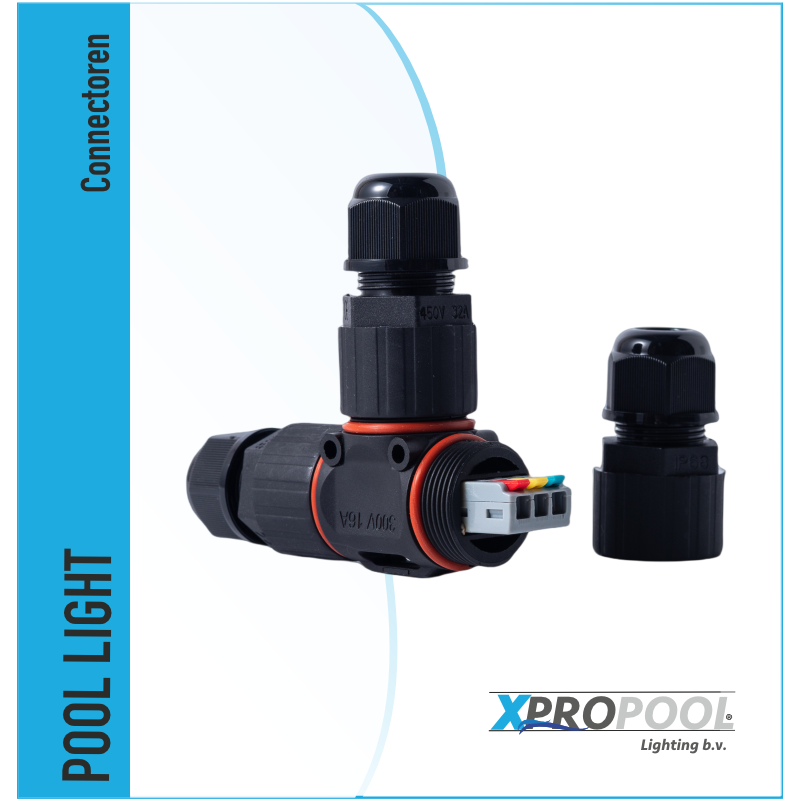 XPRO POOL | Wasserdichter Kabelverbinder T-Form mit 3-poliger Schnellkupplung XPRO POOL | Wasserdichter Kabelverbinder T-Form mit 3-poliger Schnellkupplung