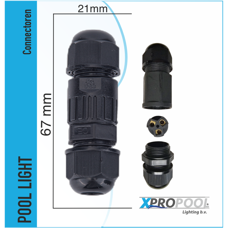 Waterproof IP68 Cable Connector 3-wire