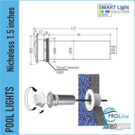 Nicheless luz de la piscina 18-27 vatios | acero inoxidable | blanco - LED de color para piscina y bañera de hidromasaje Spa