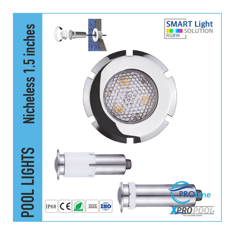 Nicheless zwembadlamp 18-27 Watt | RVS | Wit - Kleur LED voor Zwembad en Hot Tub Spa