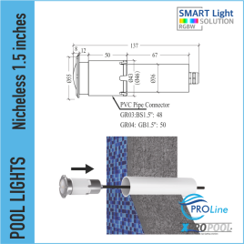 Nicheless luz de la piscina 18-27 vatios | acero inoxidable | blanco - LED de color para piscina y bañera de hidromasaje Spa