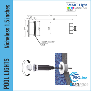 Nicheloose éclairage de piscine 12-18 Watt | Blanc - Couleur LED pour piscine et spa