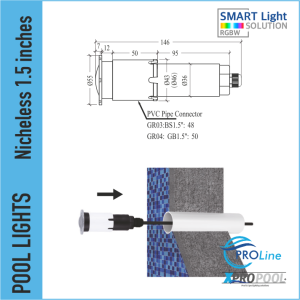 Nicheless pool light 12-18 Watt | White - Color LED for Pool and Hot Tub Spa