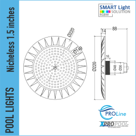 PROLINE | Nicheloos Ultradunne Zwembadlamp 220x14x88 mm ABS | 1.5 inch