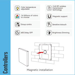 Panneau tactile 4 zones RGBWW panneau mural télécommandé sur batterie