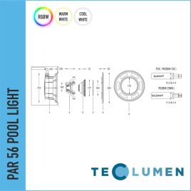 TECLUMEN PAR56 316L POWER monocolor y RGB+W