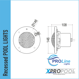 Alternativa a la luz LED para piscina de acero inoxidable Pentair IntelliBrite 146x108mm