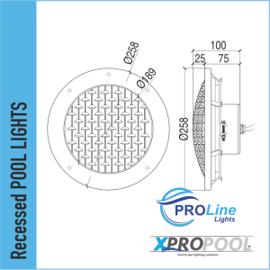 Alternative à l'éclairage LED pour piscine en acier inoxydable IntelliBrite de Pentair 258x29mm