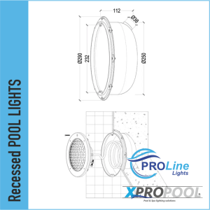 Alternative à l'éclairage LED pour piscine en acier inoxydable IntelliBrite de Pentair 258x29mm