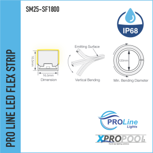 PROLINE | NEON FLEX LED STRIP silicone IP68 for swimming pool 16.5X16.5 MM custom-made R