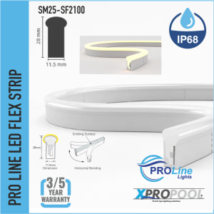 PROLINE | BANDE LED NEON FLEX silicone IP68 pour piscine 28X11.5 MM sur mesure