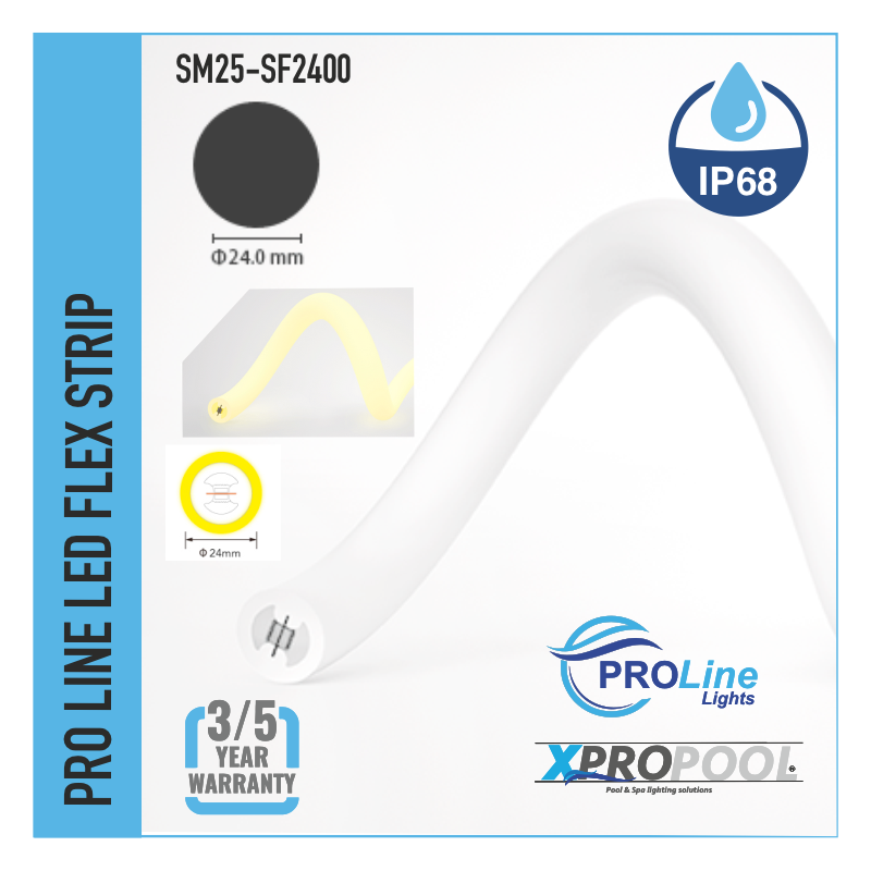 PROLINE | NEON FLEX LED STRIP silicone IP68 pour piscine | Mono 360° rayonnant | Sur mesure