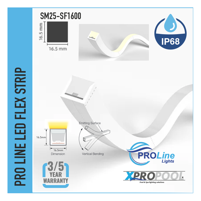 PROLINE | NEON FLEX LED STRIP silicone IP68 for swimming pool 16.5X16.5 MM custom-made