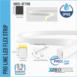 PROLINE | NEON FLEX LED STRIP silicona IP68 para piscina 16.5X16.5 MM | Flexión horizontal | A medida
