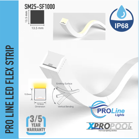 PROLINE | NEON FLEX LED STRIP silicona IP68 para piscina 13.5X13.5 MM a medida