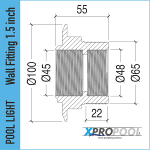 Raccord de sortie filetage femelle 1 1/2«  x 2 » pour piscine en vinyle gris