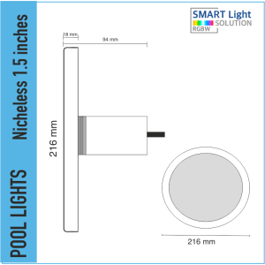 Nicheless luz de la piscina 216x18x94 mm | BLANCO CÁLIDO / RGB+W 25-35-45W | 1,5 pulgadas