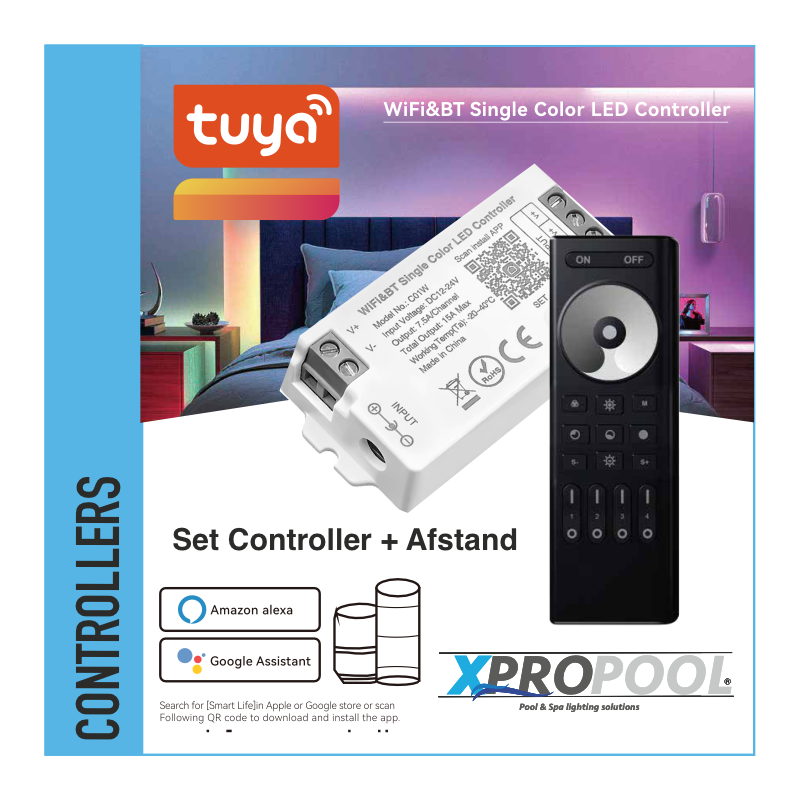 Contrôleur LED monochrome WiFi&BT + télécommande