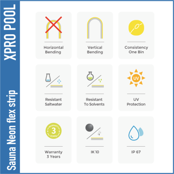 XPRO POOL | Neon flex strip for Sauna kan tot 105C hitte - IP67