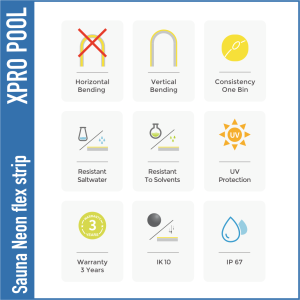 XPRO POOL | Neon flex strip for Sauna kan tot 105C hitte - IP67
