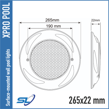 XPRO POOL | Opbouw zwembadlamp, ultradun, 265x22 mm XPRO POOL | Opbouw zwembadlamp, ultradun, 265x22 mm