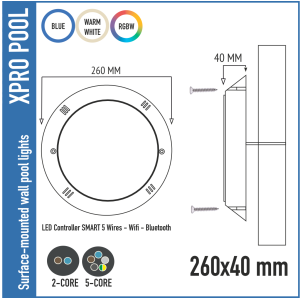 Opbouw LED Zwembadlamp - RGB - RGBW